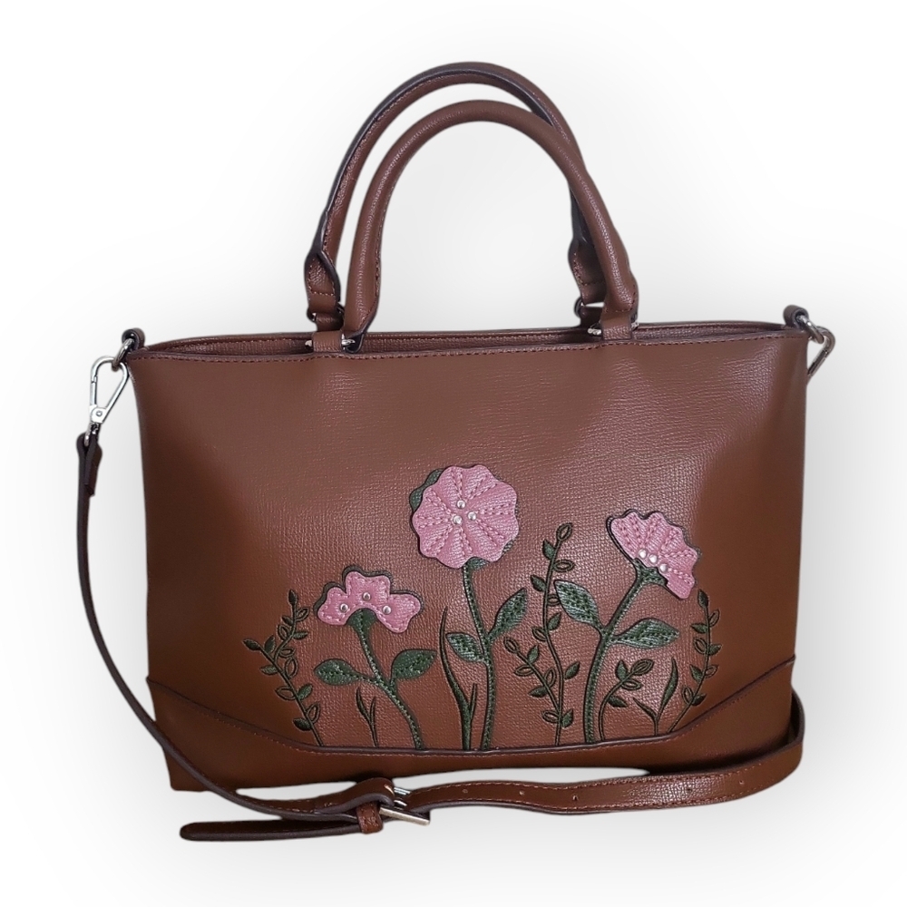 Giani Bernini Saffiano Flower Floral Satchel Crossbody Bag